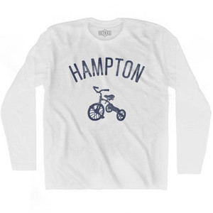 Hampton City Tricycle Adult Cotton Long Sleeve T-shirt - White