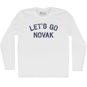 Let's Go Novak Adult Cotton Long Sleeve T-shirt - White
