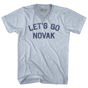 Let's Go Novak Adult Tri-Blend V-neck T-shirt - Athletic White Let's Go Novak Adult Tri-Blend V-neck T-shirt - Athletic White