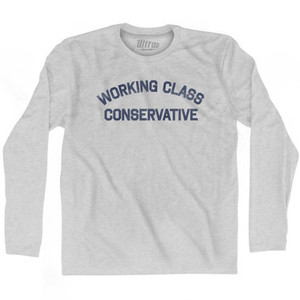 Working Class Conservative Adult Cotton Long Sleeve T-shirt - Grey Heather Working Class Conservative Adult Cotton Long Sleeve T-shirt - Grey Heather