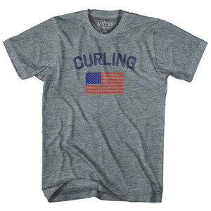 Curling USA Flag Womens Tri-Blend Junior Cut T-Shirt Ultras Curling USA Flag Womens Tri-Blend Junior Cut T-Shirt Ultras
