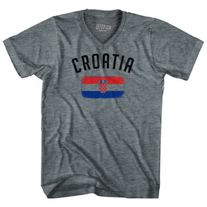 Croatia Country Flag Heritage Adult Tri-Blend V-Neck T-Shirt by Ultras Croatia Country Flag Heritage Adult Tri-Blend V-Neck T-Shirt by Ultras
