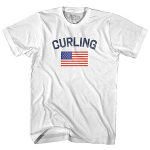 Curling USA Flag Youth Cotton T-shirt Ultras