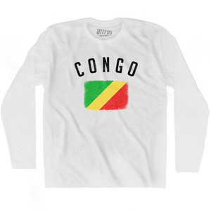 Congo Country Flag Heritage Adult Cotton Long Sleeve T-Shirt by Ultras Congo Country Flag Heritage Adult Cotton Long Sleeve T-Shirt by Ultras