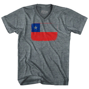 Chile Country Flag Adult Tri-Blend V-Neck T-Shirt by Ultras Chile Country Flag Adult Tri-Blend V-Neck T-Shirt by Ultras