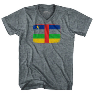 Central African Republic Country Flag Adult Tri-Blend V-Neck T-Shirt by Ultras Central African Republic Country Flag Adult Tri-Blend V-Neck T-Shirt by Ultras
