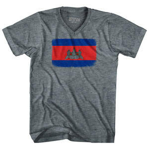 Cambodia Country Flag Adult Tri-Blend V-Neck T-Shirt by Ultras Cambodia Country Flag Adult Tri-Blend V-Neck T-Shirt by Ultras