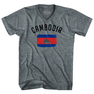 Cambodia Country Flag Heritage Adult Tri-Blend V-Neck T-Shirt by Ultras Cambodia Country Flag Heritage Adult Tri-Blend V-Neck T-Shirt by Ultras