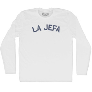 La Jefa Adult Cotton Long Sleeve T-shirt - White