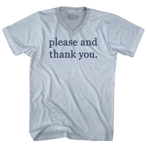 Please And Thank You Adult Tri-Blend V-neck T-shirt - Athletic White