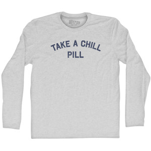 Take A Chill Pill Adult Cotton Long Sleeve T-shirt - Grey Heather