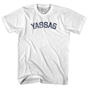 Yassas - Hello In Greek Womens Cotton Junior Cut T-Shirt - White Yassas - Hello In Greek Womens Cotton Junior Cut T-Shirt - White