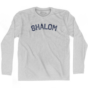 Shalom - Hello In Hebrew Adult Cotton Long Sleeve T-shirt - Grey Heather
