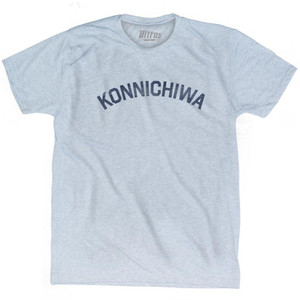 Konnichiwa - Japanese For Hello Adult Tri-Blend T-shirt - Athletic White Konnichiwa - Japanese For Hello Adult Tri-Blend T-shirt - Athletic White