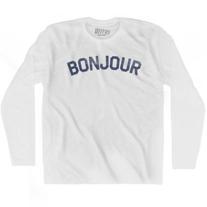 Bonjour Adult Cotton Long Sleeve T-shirt - White