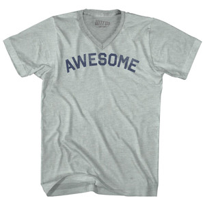 Awesome Adult Tri-Blend V-neck T-shirt - Athletic Cool Grey Awesome Adult Tri-Blend V-neck T-shirt - Athletic Cool Grey