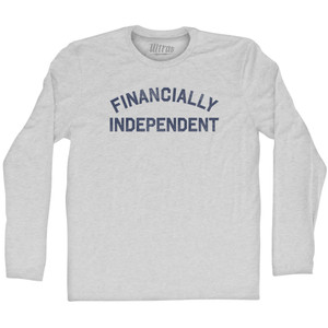 Financially Independent Adult Cotton Long Sleeve T-shirt - Grey Heather
