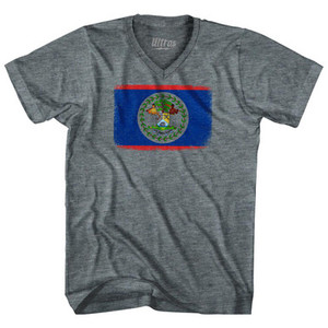 Belize Country Flag Adult Tri-Blend V-Neck T-Shirt by Ultras