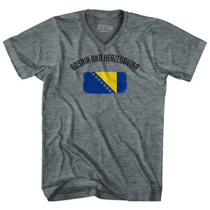 Bosnia And Herzegovina Country Flag Heritage Adult Tri-Blend V-Neck T-Shirt by Ultras Bosnia And Herzegovina Country Flag Heritage Adult Tri-Blend V-Neck T-Shirt by Ultras