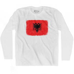 Albania Country Flag Adult Cotton Long Sleeve T-Shirt by Ultras