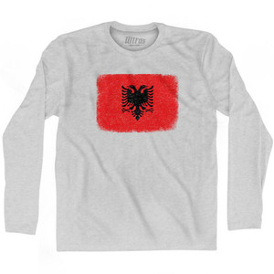 Albania Country Flag Adult Cotton Long Sleeve T-Shirt by Ultras