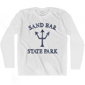 Vermont Sand Bar State Park Trident Adult Cotton Long Sleeve T-Shirt by Ultras Vermont Sand Bar State Park Trident Adult Cotton Long Sleeve T-Shirt by Ultras