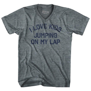 I Love Kids Jumping On My Lap Adult Tri-Blend V-Neck T-Shirt by Ultras I Love Kids Jumping On My Lap Adult Tri-Blend V-Neck T-Shirt by Ultras