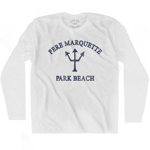 Michigan Pere Marquette Park Beach Trident Adult Cotton Long Sleeve T-Shirt by Life on the Strand