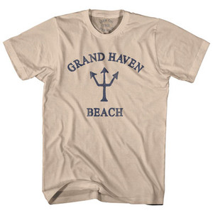 Michigan Grand Haven Beach Trident Adult Cotton T-Shirt by Life on the Strand