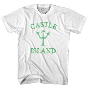 Massachusetts Castle Island Emerald Art Trident Adult Cotton T-Shirt by Life on the Strand