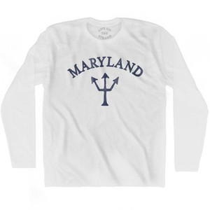 Maine Maryland Trident Adult Cotton Long Sleeve T-Shirt by Life on the Strand