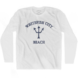 Montana Whitefish City Beach Trident Adult Cotton Long Sleeve T-Shirt by Ultras