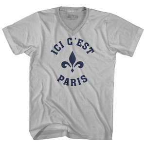 ICI C'est Paris Fleur De Lis Soccer Adult Tri-Blend V-neck T-shirt - Cool Grey ICI C'est Paris Fleur De Lis Soccer Adult Tri-Blend V-neck T-shirt - Cool Grey