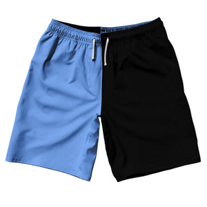 Blue Carolina And Black Quad Color 10" Swim Shorts Made In USA - Blue Carolina And Black Blue Carolina And Black Quad Color 10" Swim Shorts Made In USA - Blue Carolina And Black