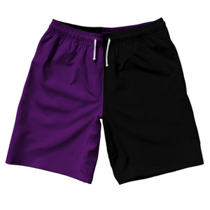 Purple Medium And Black Quad Color 10" Swim Shorts Made In USA - Purple Medium And Black Purple Medium And Black Quad Color 10" Swim Shorts Made In USA - Purple Medium And Black