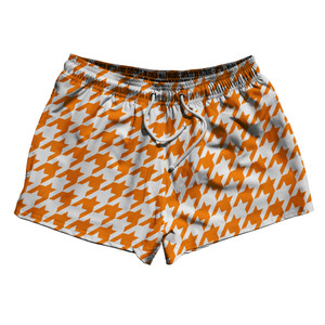 Orange Tennessee And White Houndstooth 2.5" Swim Shorts Made In USA - Orange Tennessee And White Orange Tennessee And White Houndstooth 2.5" Swim Shorts Made In USA - Orange Tennessee And White