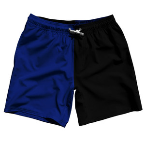 Blue Royal And Black Quad Color Swim Shorts 7" Made In USA - Blue Royal And Black Blue Royal And Black Quad Color Swim Shorts 7" Made In USA - Blue Royal And Black