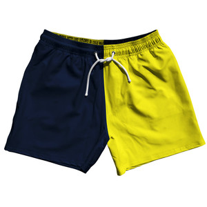 Blue Navy And Yellow Bright Quad Color 5" Swim Shorts Made In USA - Blue Navy And Yellow Bright Blue Navy And Yellow Bright Quad Color 5" Swim Shorts Made In USA - Blue Navy And Yellow Bright