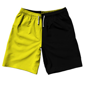 Yellow Bright And Black Quad Color 10" Swim Shorts Made In USA - Yellow Bright And Black Yellow Bright And Black Quad Color 10" Swim Shorts Made In USA - Yellow Bright And Black