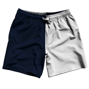 Blue Navy And White Quad Color Swim Shorts 7" Made In USA - Blue Navy And White Blue Navy And White Quad Color Swim Shorts 7" Made In USA - Blue Navy And White