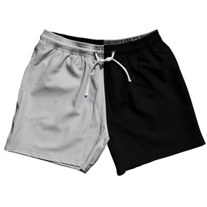Grey Medium And Black Quad Color 5" Swim Shorts Made In USA - Grey Medium And Black Grey Medium And Black Quad Color 5" Swim Shorts Made In USA - Grey Medium And Black
