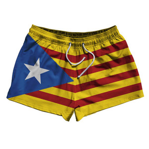Catalonia 2.5" Swim Shorts Made in USA - Yellow Red Catalonia 2.5" Swim Shorts Made in USA - Yellow Red