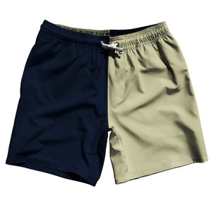 Blue Navy And Vegas Gold Quad Color Swim Shorts 7" Made In USA - Blue Navy And Vegas Gold Blue Navy And Vegas Gold Quad Color Swim Shorts 7" Made In USA - Blue Navy And Vegas Gold