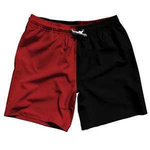 Red Dark And Black Quad Color Swim Shorts 7" Made In USA - Red Dark And Black Red Dark And Black Quad Color Swim Shorts 7" Made In USA - Red Dark And Black