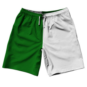 Green Kelly And White Quad Color 10" Swim Shorts Made In USA - Green Kelly And White Green Kelly And White Quad Color 10" Swim Shorts Made In USA - Green Kelly And White