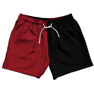 Red Cardinal And Black Quad Color 5" Swim Shorts Made In USA - Red Cardinal And Black Red Cardinal And Black Quad Color 5" Swim Shorts Made In USA - Red Cardinal And Black