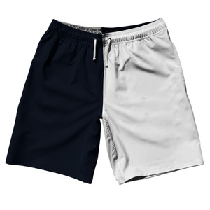 Blue Navy Almost Black And White Quad Color 10" Swim Shorts Made In USA - Blue Navy Almost Black And White Blue Navy Almost Black And White Quad Color 10" Swim Shorts Made In USA - Blue Navy Almost Black And White