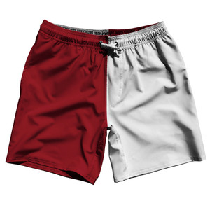 Red Cardinal And White Quad Color Swim Shorts 7" Made In USA - Red Cardinal And White Red Cardinal And White Quad Color Swim Shorts 7" Made In USA - Red Cardinal And White