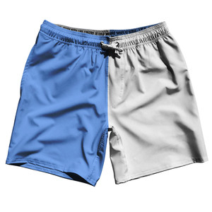 Blue Carolina And White Quad Color Swim Shorts 7" Made In USA - Blue Carolina And White Blue Carolina And White Quad Color Swim Shorts 7" Made In USA - Blue Carolina And White