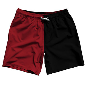 Red Cardinal And Black Quad Color Swim Shorts 7" Made In USA - Red Cardinal And Black Red Cardinal And Black Quad Color Swim Shorts 7" Made In USA - Red Cardinal And Black